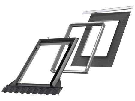 Kołnierz z BDX do okna dachowego Velux EDW PK04 2000 RAL 7043 94x98 do pokryć wysokoprofilowanych