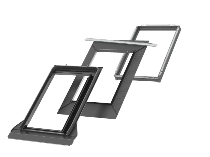 Kołnierz z BDX do okna dachowego Velux EDT MK06 2000 RAL 7043 78x118 do dachówki płaskiej