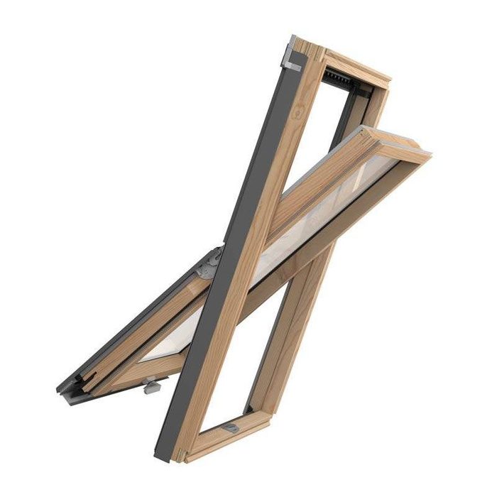 Zestaw okno dachowe ROOFLITE+ Slim Pine DPY M8A B900 drewniane + kołnierz falisty TFX 78x140