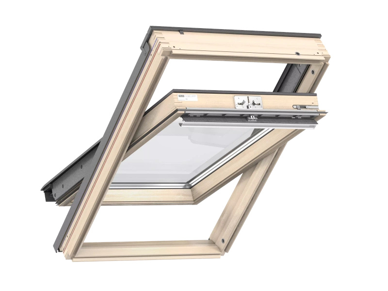 Zestaw okno dachowe VELUX 3-szybowe + kołnierz  + roleta solarna 78x118