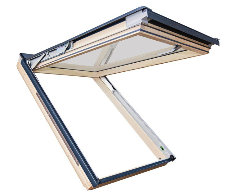 Okno dachowe Fakro FPP-X MAX P50 APMX RAL 7016 114x118 3-szybowe drewniane