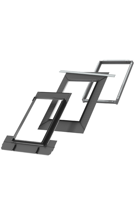 Kołnierz z BDX do okna dachowego Velux EDQ FK04 2000L RAL 7043 66x98 do blachy na rąbek