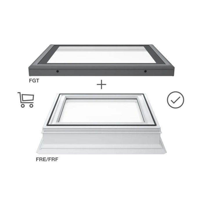 Okno do dachu płaskiego Rooflite+ FRE B600 60x60 3-szybowe elektryczne