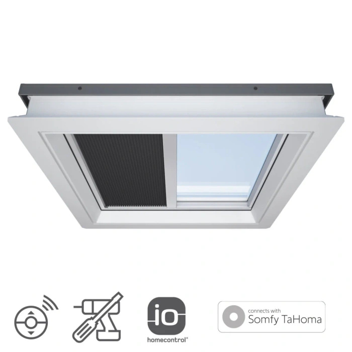 Roleta do okna do dachu płaskiego ROOFLITE+ FSA 1047 czarny 60x60 solarna 