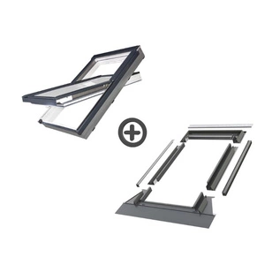 Zestaw okno dachowe FAKRO PTP-V U41 BBMX 78X118 3-szybowe + kołnierz EHV-AT RAL 9005