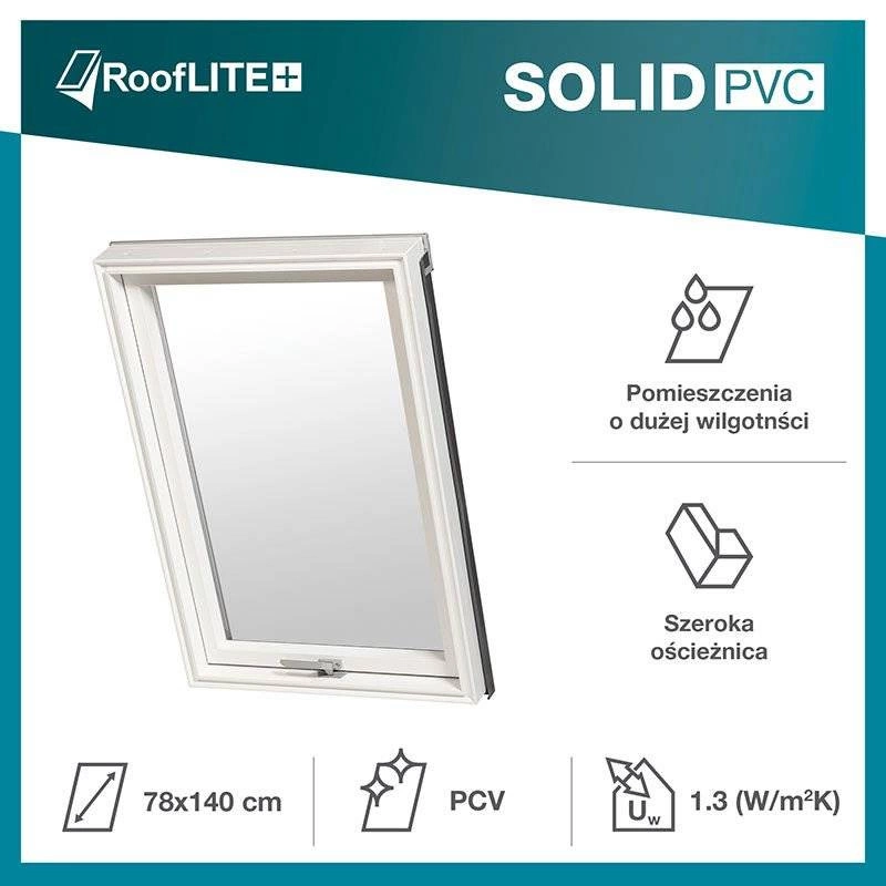 Okno dachowe ROOFLITE+ Solid PVC APY M8A B900 PVC 2-szybowe 78x140