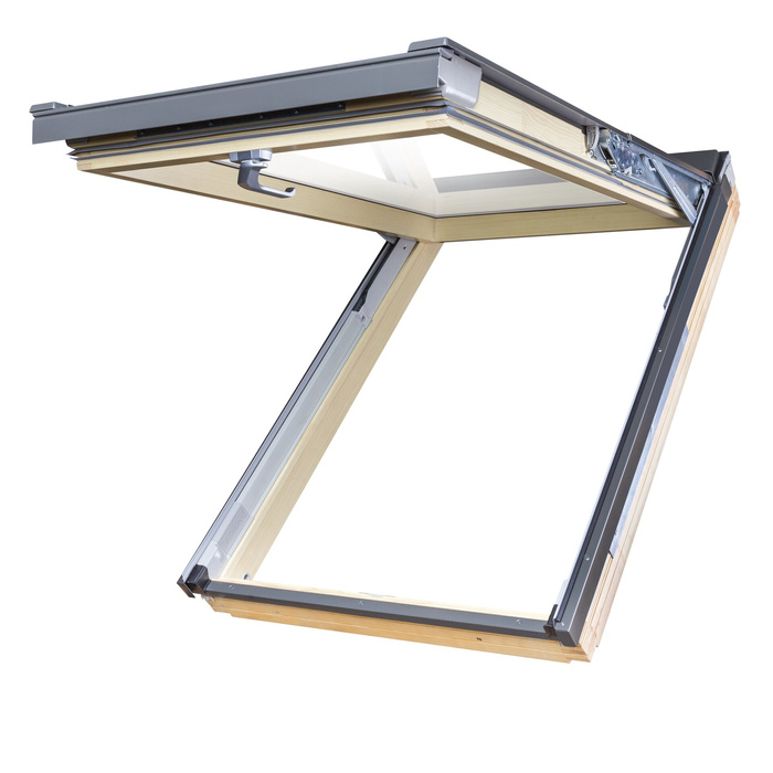 Okno dachowe Fakro FPP-V MAX U4 RAL 7022 78x118 3-szybowe drewniane