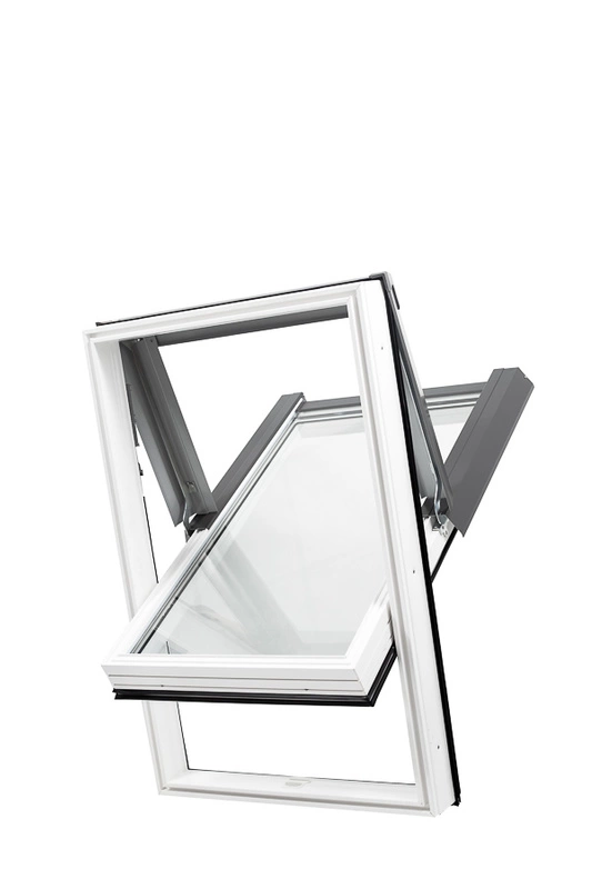 Okno dachowe SKYFENS Skylight 66x118 białe PVC oblachowanie brązowe