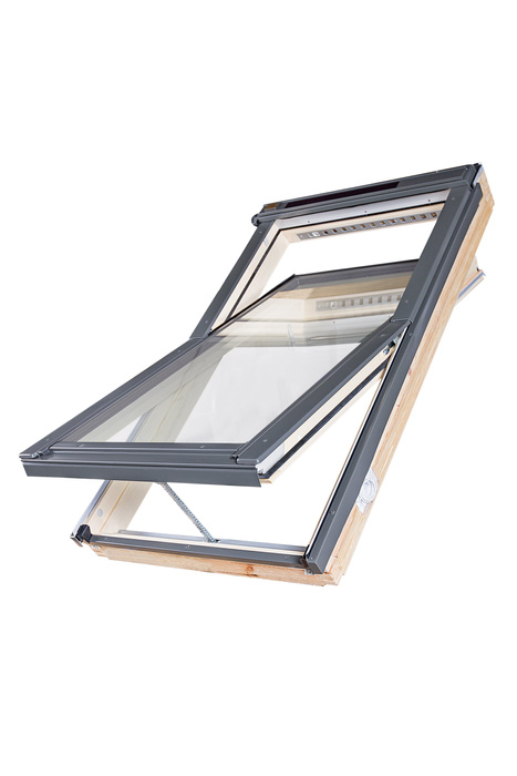 Okno dachowe Fakro FTP-V U4 RAL 7022 ZW SOL 114x140 3-szybowe drewniane solarne
