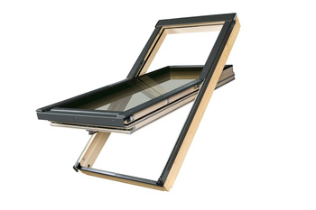 Okno dachowe Fakro FTT U6 RAL 7022 55x98 3-szybowe drewniane