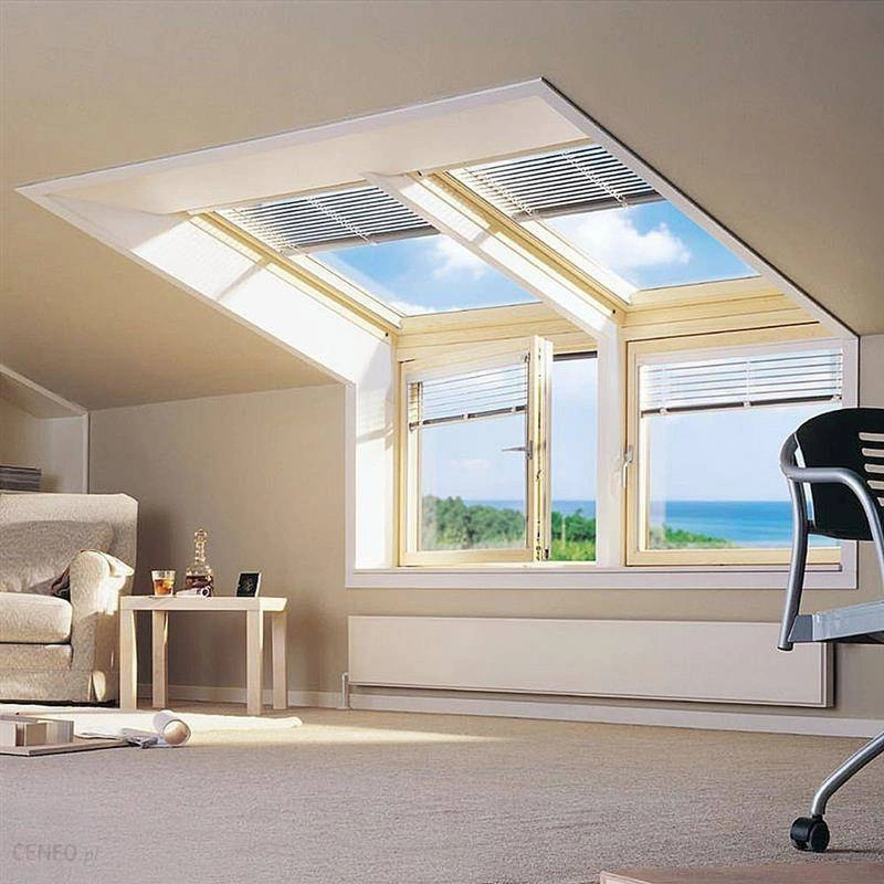 Okno dachowe kolankowe VELUX VFA MK35 3068 55x55 3-szybowe drewniane