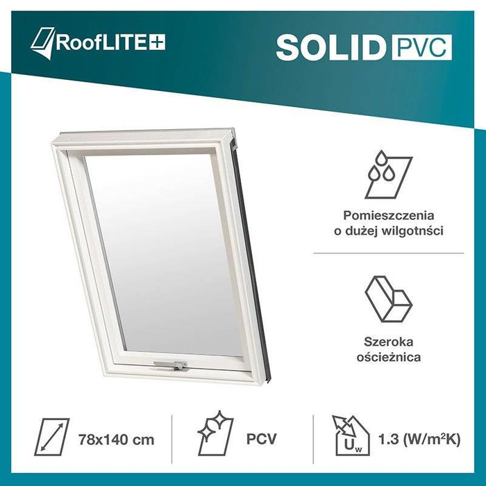 Okno dachowe ROOFLITE+ Solid PVC APY C2A B900 PVC 2-szybowe 55x78 