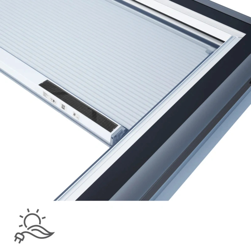 Roleta do okna do dachu płaskiego ROOFLITE+ FSA 1045 biały 80x80 solarna 