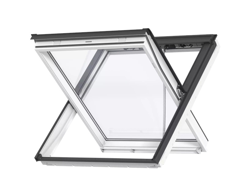Okno dachowe oddymiające Velux GGU SK08 0066 RAL 7043 40D 114x140 3-szybowe drewniano-poliuretanowe