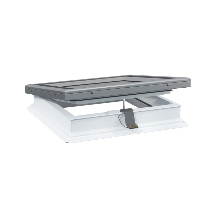 Zestaw okno do dachu płaskiego otwierane elektrycznie z modułem szklanym Rooflite+ FRE + FGT 3-szybowe 60x60