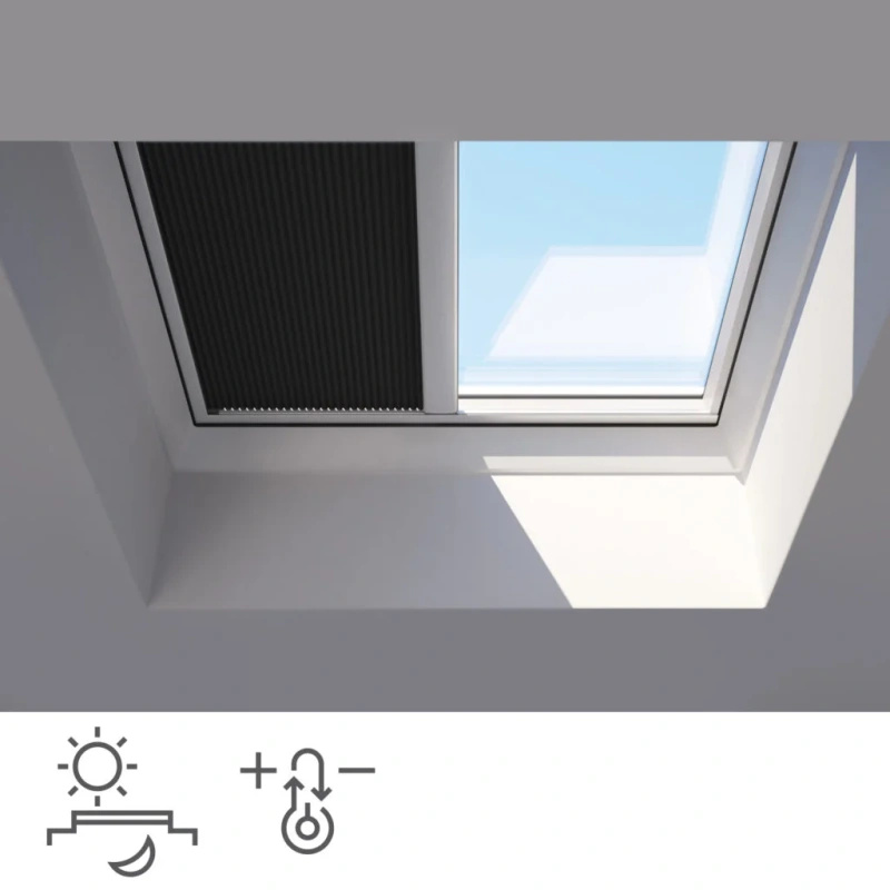 Roleta do okna do dachu płaskiego ROOFLITE+ FSA 1047 czarny 100x150 solarna 