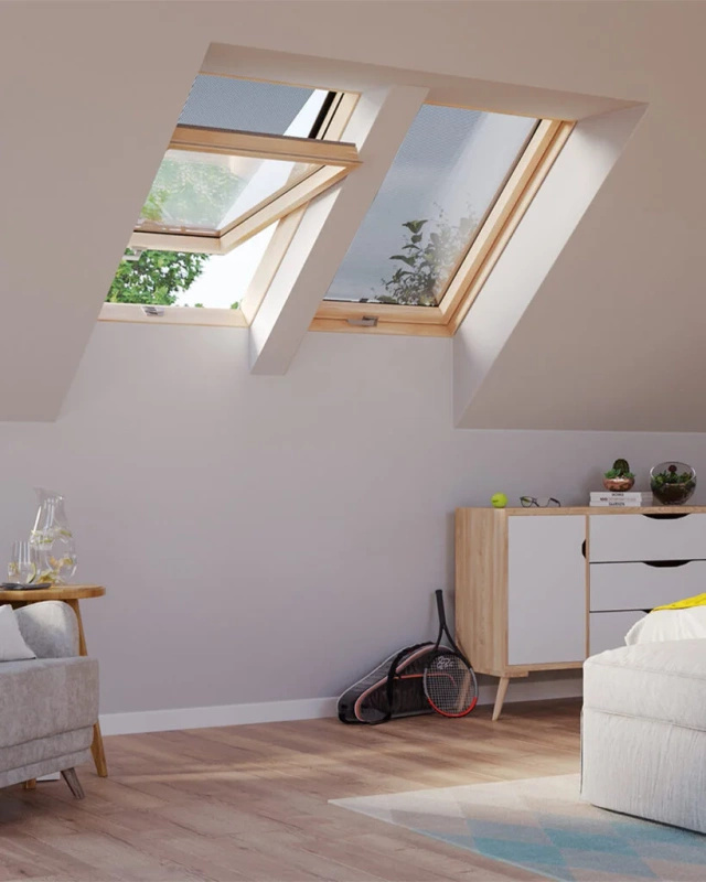 Okno dachowe RoofLITE+ Solid Pine AAY S6A B900 drewniane 2-szybowe 114x118