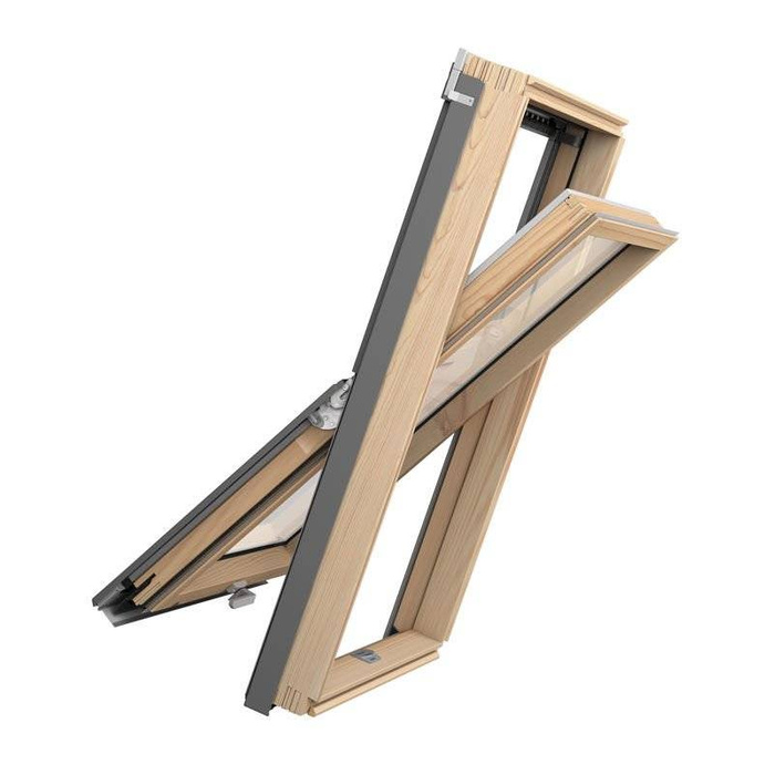 Zestaw okno dachowe ROOFLITE+ Solid Pine AAY C2A B900 drewniane + kołnierz falisty TFX 55x78