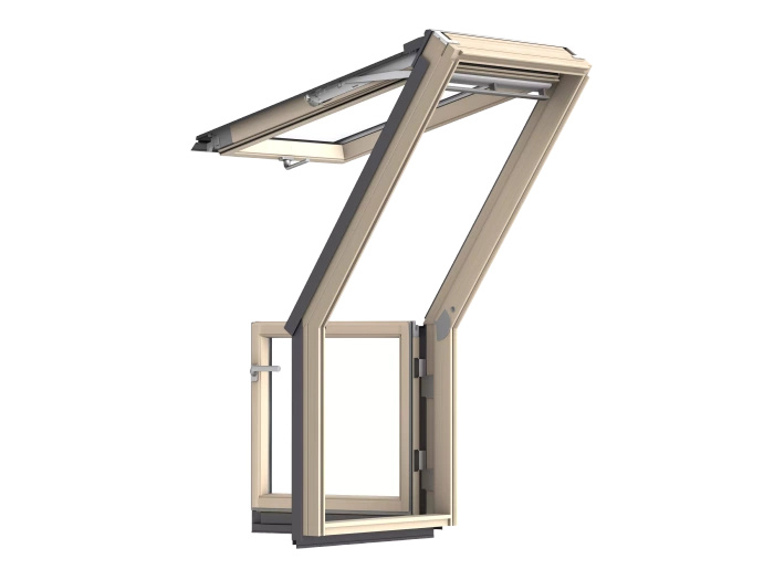 Balkon dachowy Velux GEL M08 3065 3-szybowy drewniany góra
