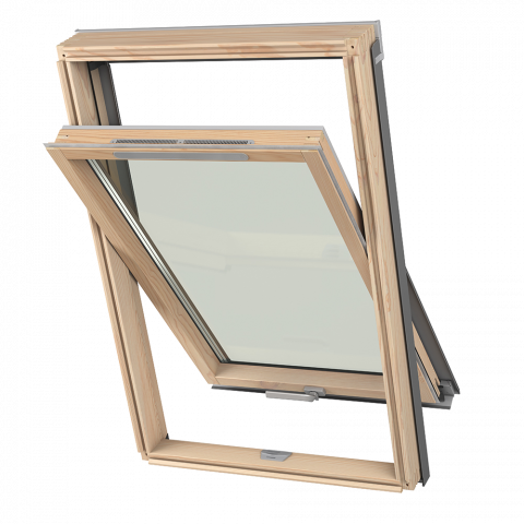 Okno dachowe DAKEA KEV S6A B1800 drewniane 3-szybowe 114x118