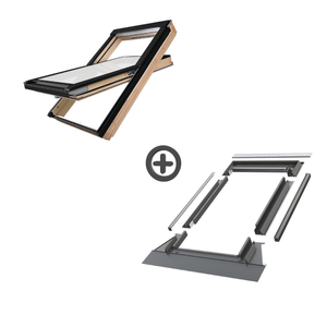 Zestaw okno dachowe FAKRO FTP-V U41 BPMX 78X140 3-szybowe + kołnierz EHV-AT RAL 9005