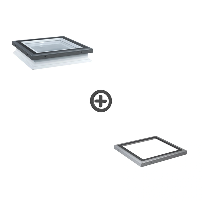 Zestaw okno do dachu płaskiego nieotwierane z modułem szklanym Rooflite+ FRF + FGT 3-szybowe 100x100