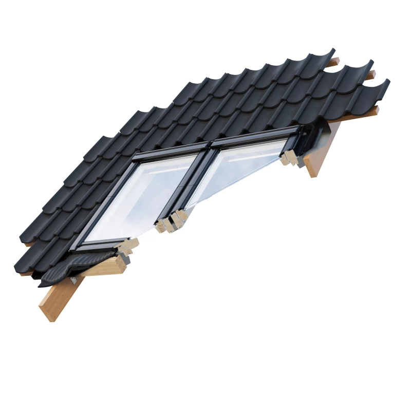 Kołnierz do okna dachowego Velux EBW FK08 4021B RAL 7043 66x140 duo do pokryć profilowanych