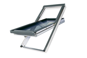 Okno dachowe Fakro FTT/U R3 RAL 7022 114x140 3-szybowe drewniano-poliuretanowe