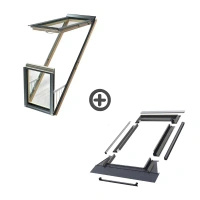 Zestaw okno balkonowe FAKRO FGP-V P50 APMX 3-szybowe + kołnierz EHV-AT RAL 7016 78x255