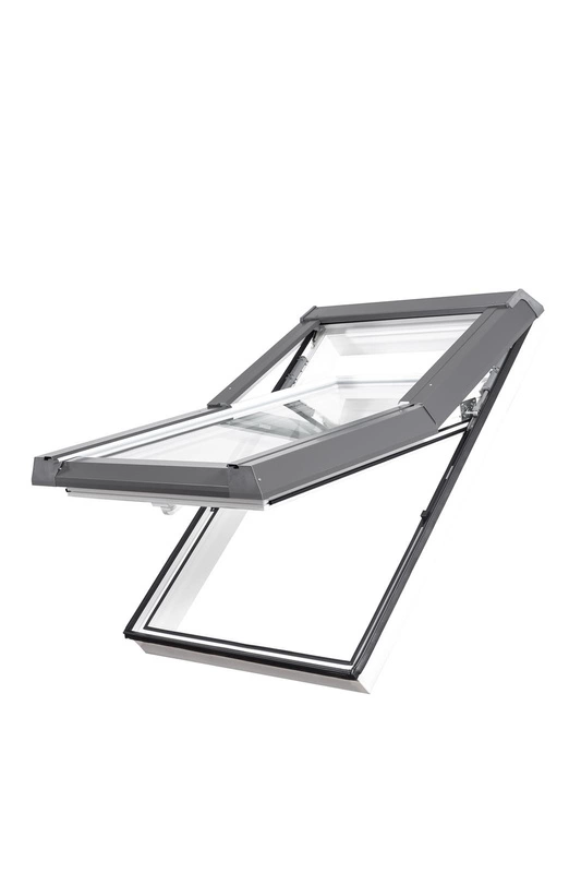 Okno dachowe SKYFENS SkyLight Premium 55x78 białe PVC oblachowanie szare