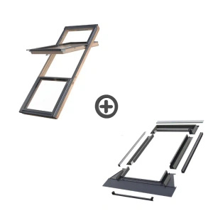 Zestaw okno dachowe FAKRO FDP-V P50 APMX 78x186 + Kołnierz EHV-AT 78x186 RAL 7016