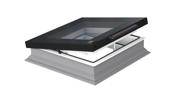 Okno do dachu płaskiego Fakro DEF DU6 Solar 90x90 3-szybowe