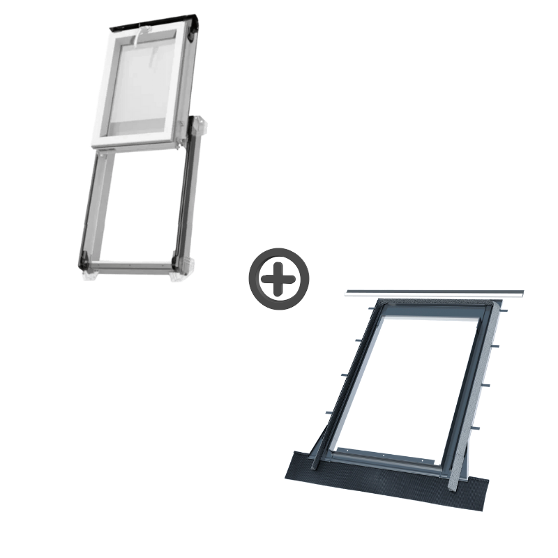 Zestaw wyłaz dachowy ciepły OKPOL IGWX E2 + kołnierz falisty H9 55x78 RAL 7016