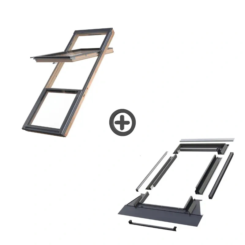Zestaw okno dachowe FAKRO FDP-V P50 APMX 78x186 + Kołnierz EHV-AT 78x186 RAL 7016