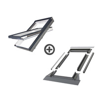 Zestaw okno dachowe FAKRO PTP-V U41 BBMX 78X140 3-szybowe + kołnierz EHV-AT RAL 9005