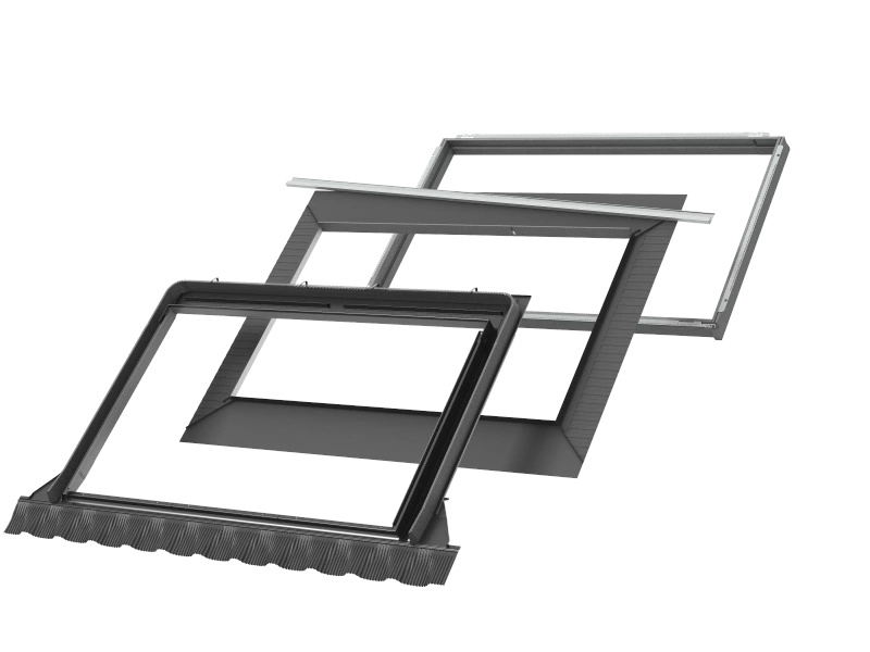 Kołnierz do okna dachowego Velux EDWS FFKF08 2000 RAL 7043 66x140 do pokryć wysokoprofilowanych