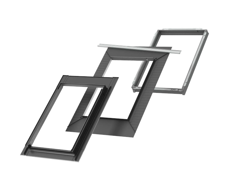 Kołnierz z BDX do okna dachowego Velux EDS FK04 2000 RAL 7043 66x98 do pokryć płaskich