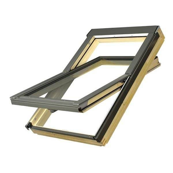 Okno dachowe Fakro FTS-V U2 RAL 7022 114x118 2-szybowe drewniane