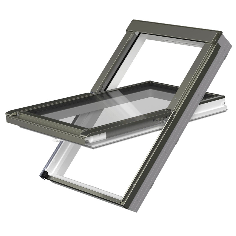 Zestaw okno dachowe FAKRO PTP-V U41 GBMX 78X140 3-szybowe + kołnierz EHV-AT RAL 7022