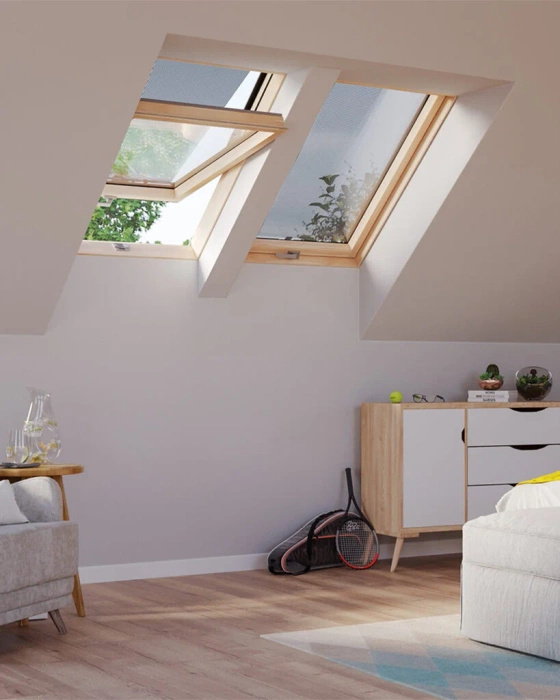 Okno dachowe RoofLITE+ Solid Pine AAY S6A B900 drewniane 2-szybowe 114x118