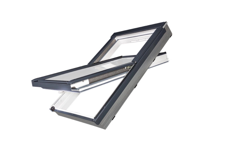 Zestaw okno dachowe FAKRO PTP-V U41 ABMX 78X118 3-szybowe + kołnierz EHV-AT RAL 7016