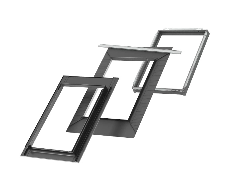 Kołnierz z BDX do okna dachowego Velux EDS CK02 2000 RAL 7043 55x78 do pokryć płaskich