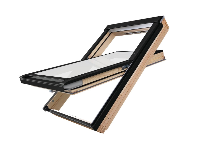 Zestaw okno dachowe FAKRO FTP-V U41 BPMX 78X118 3-szybowe + kołnierz EHV-AT RAL 9005