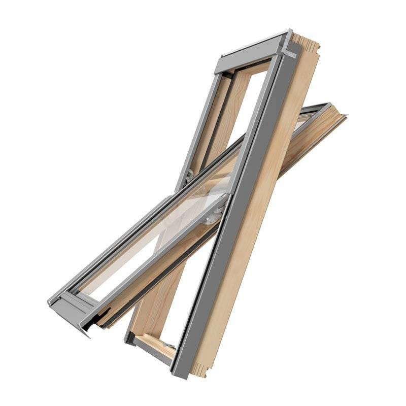 Zestaw okno dachowe ROOFLITE+ Solid Pine AAY C2A B900 drewniane + kołnierz falisty TFX 55x78