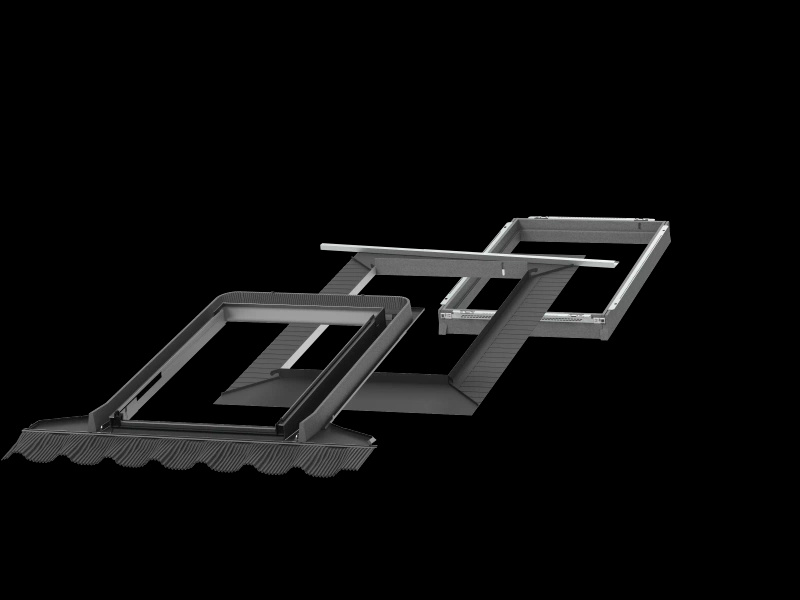 Kołnierz z BDX do okna dachowego Velux EDG SK06 2000 RAL 7043 114x118 do niskiego kąta nachylenia dachu