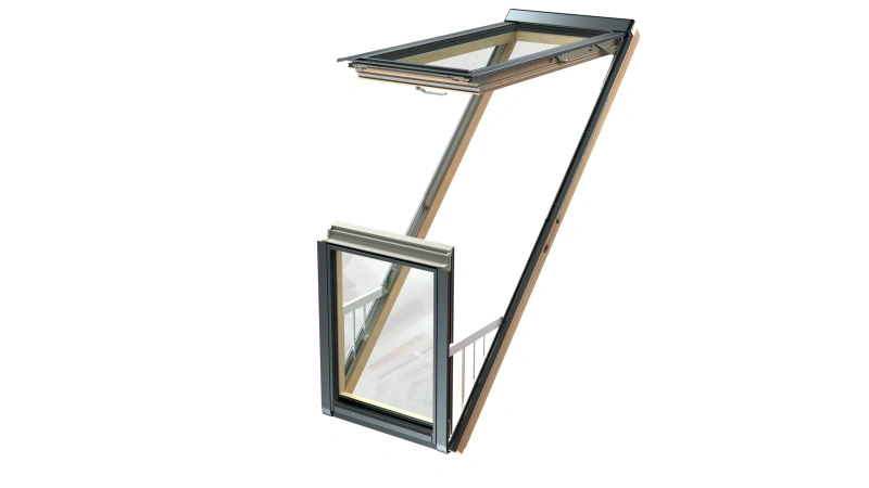 Zestaw okno balkonowe FAKRO FGP-V P50 APMX 3-szybowe + kołnierz EHV-AT RAL 7016 78x255