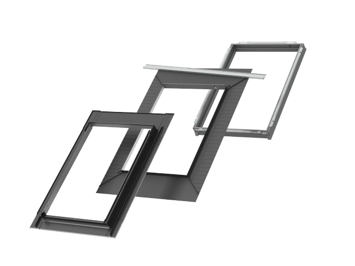 Kołnierz z BDX do okna dachowego Velux EDS CK02 2000 RAL 7043 55x78 do pokryć płaskich