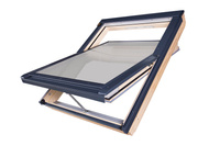 Okno dachowe Fakro FTP-V P50 APZX RAL 7016 78x98 3-szybowe drewniane