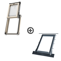 Zestaw wyłaz dachowy ciepły OKPOL ISWX E2 + kołnierz falisty H9 55x78 RAL 7016