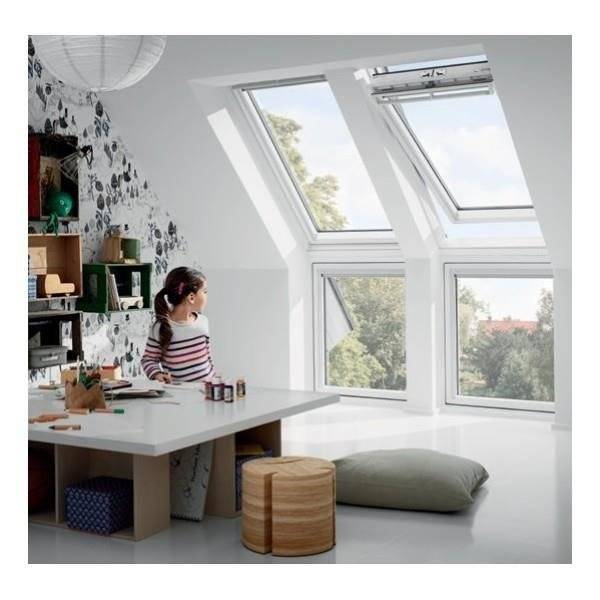 Okno dachowe kolankowe VELUX VIU MK35 0066 78x95 3-szybowe 3-szybowe drewniano-poliuretanowe